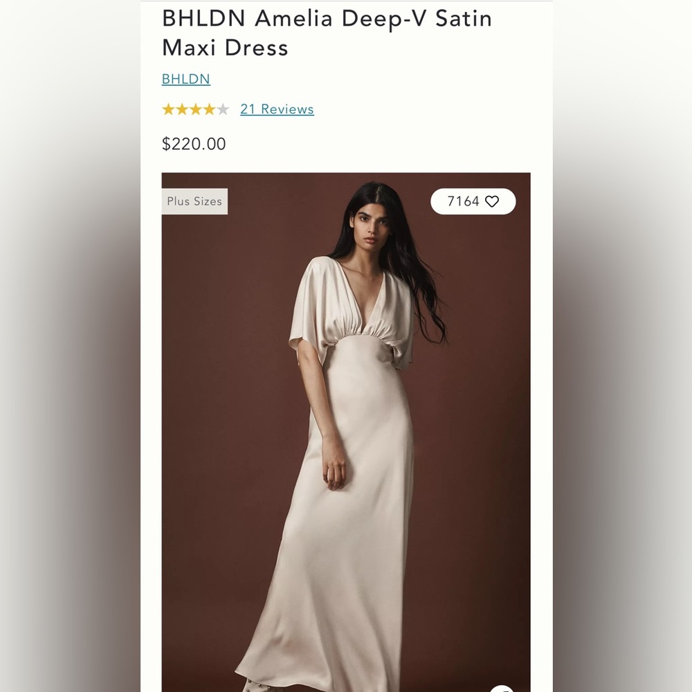 BHLDN LEILA DEEP-V FLUTTER-SLEEVE SATIN A-LINE GOWN